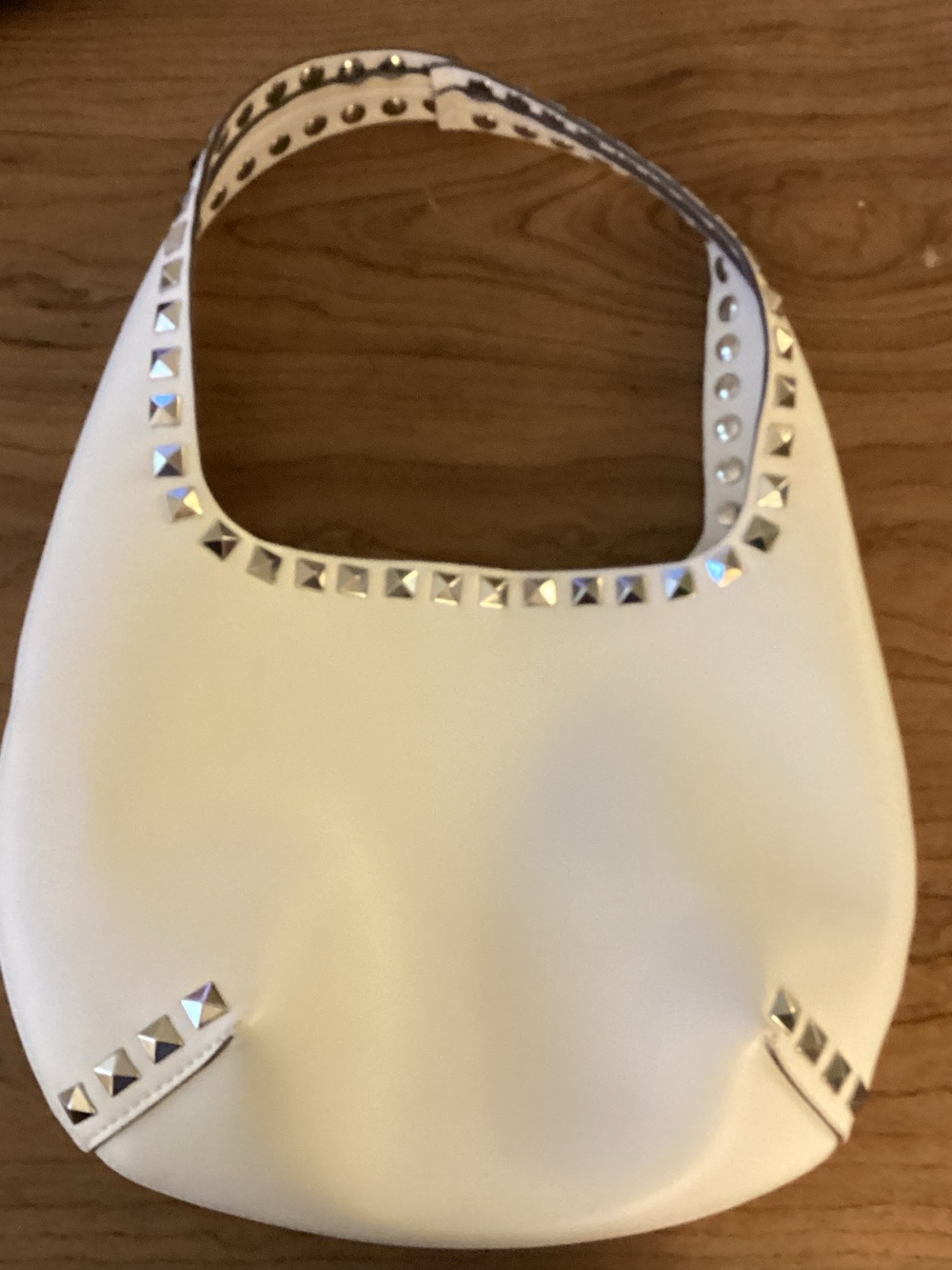 White (Ivory) Stud-Trim Shoulder “STREET LEVEL Bag”